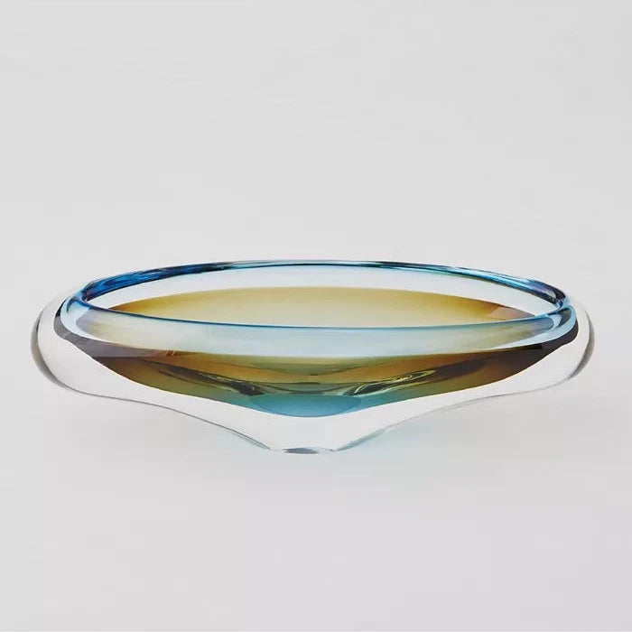 Canoe Bowl-Turquoise & Beige