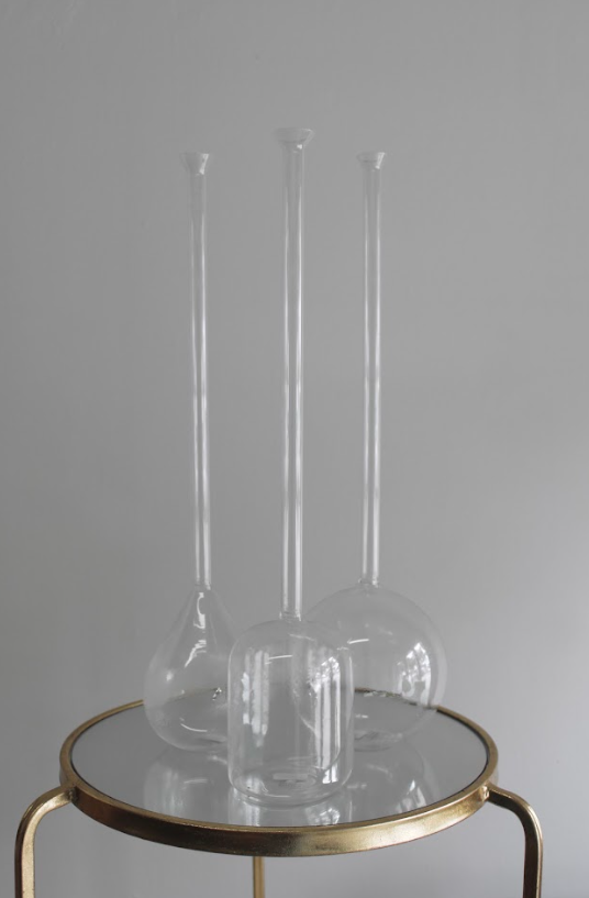 Tall Glass Vase with Long Neck - Mouth-Blown