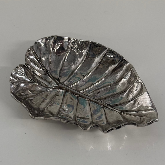 Pewter Leaf Tray Antique