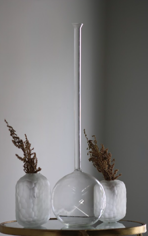 Tall Glass Vase with Long Neck - Mouth-Blown